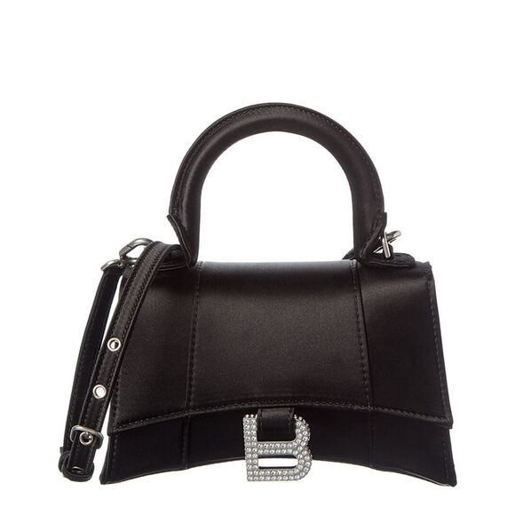 Balenciaga Handbags - Balenciaga Hourglass Satin Shoulder Bag, Black
